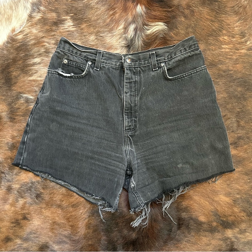 High-Waist Black Denim Cutoff Shorts